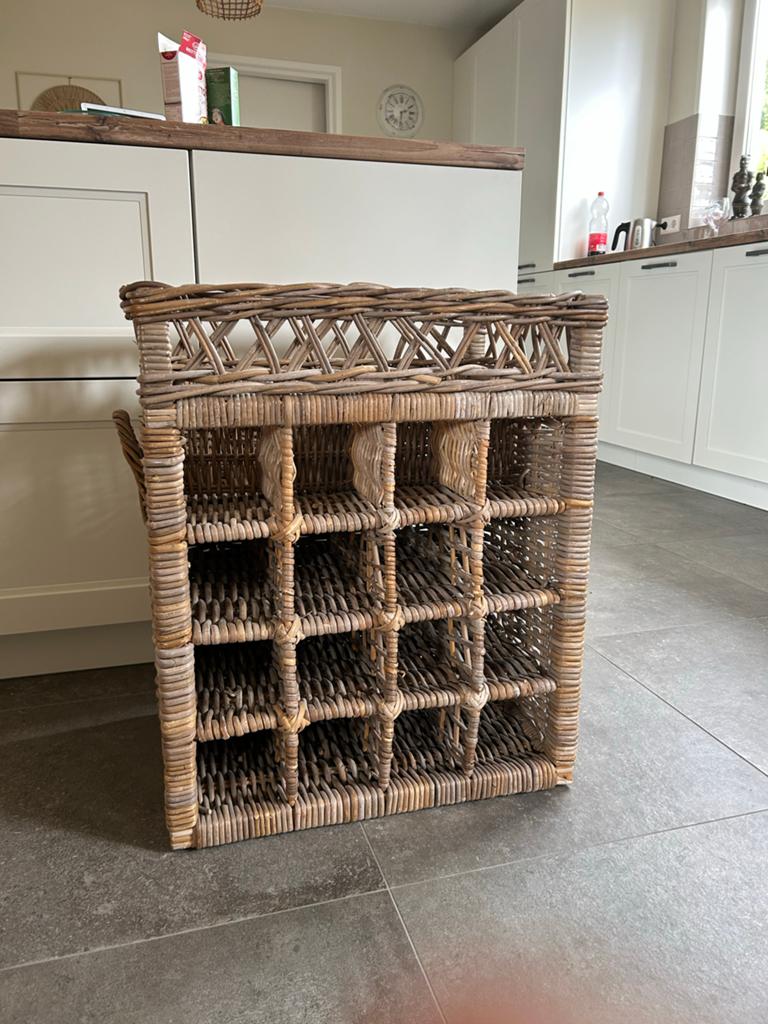Rotan Wijnrek / Flessenrek - Vintage Look, Huis en Inrichting, Woonaccessoires | Wijnrekken, Ophalen, Gebruikt, Overige materialen