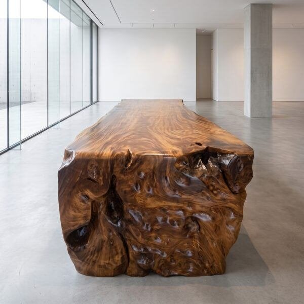 29137 Suar-Boomstamtafel Vergadertafel 3,50 m x 1,20 m, Ophalen, 50 tot 100 cm, Rechthoekig, Nieuw