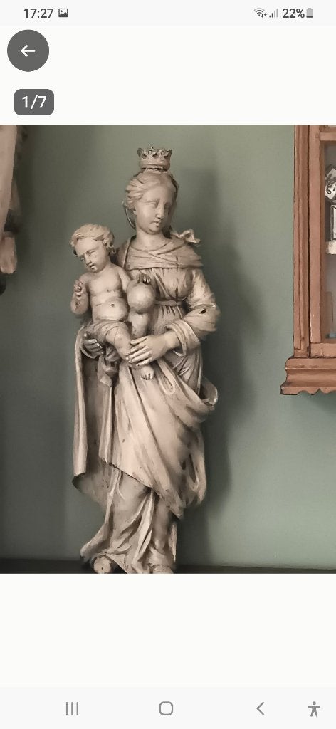 HOUTEN BEELD 17e EEUW ANTWERPEN  MARIA MET KIND JESUS, Ophalen of Verzenden