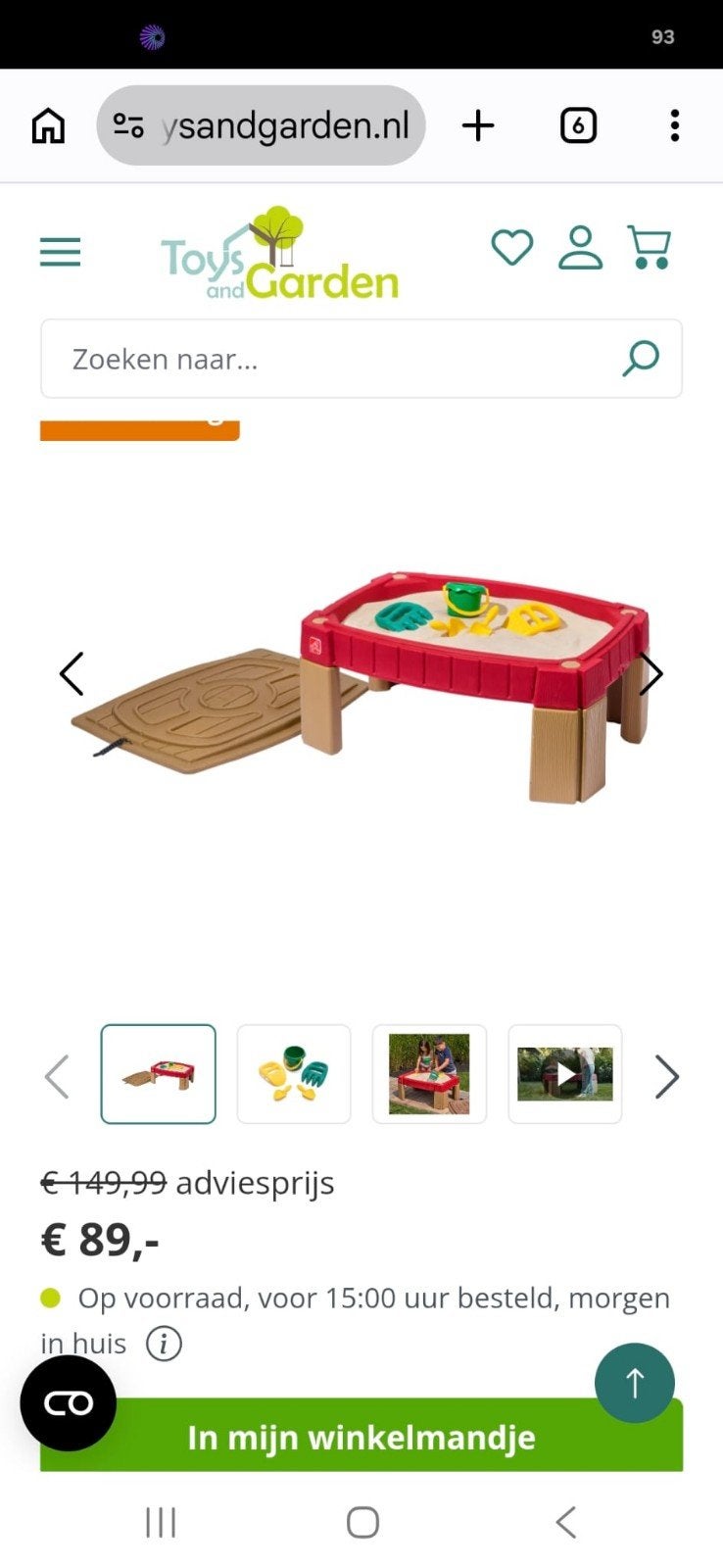 Step 2  Zand tafel, Ophalen