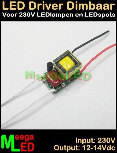 LED Driver Voeding Adapter Trafo - 230V > 12-14V - 300mA 3W, Nieuw, Overige fittingen, Ophalen of Verzenden, Modern