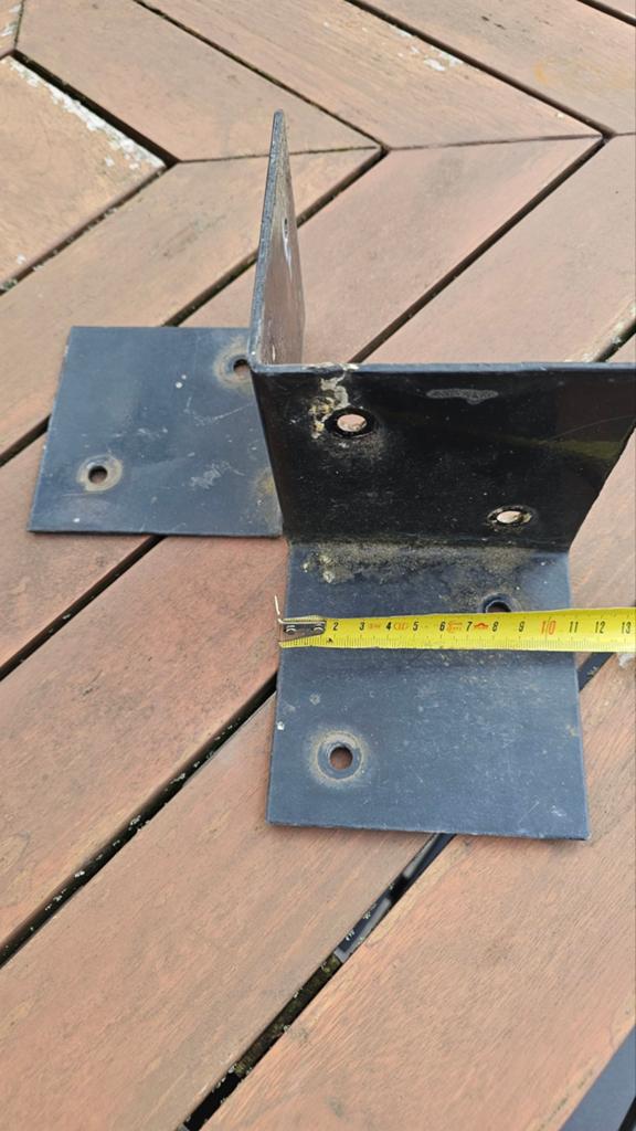4 Steunen voor pergola balken 10x10 - Hoekbeugels, Ophalen, Gebruikt, 100 tot 250 mm, Overige typen