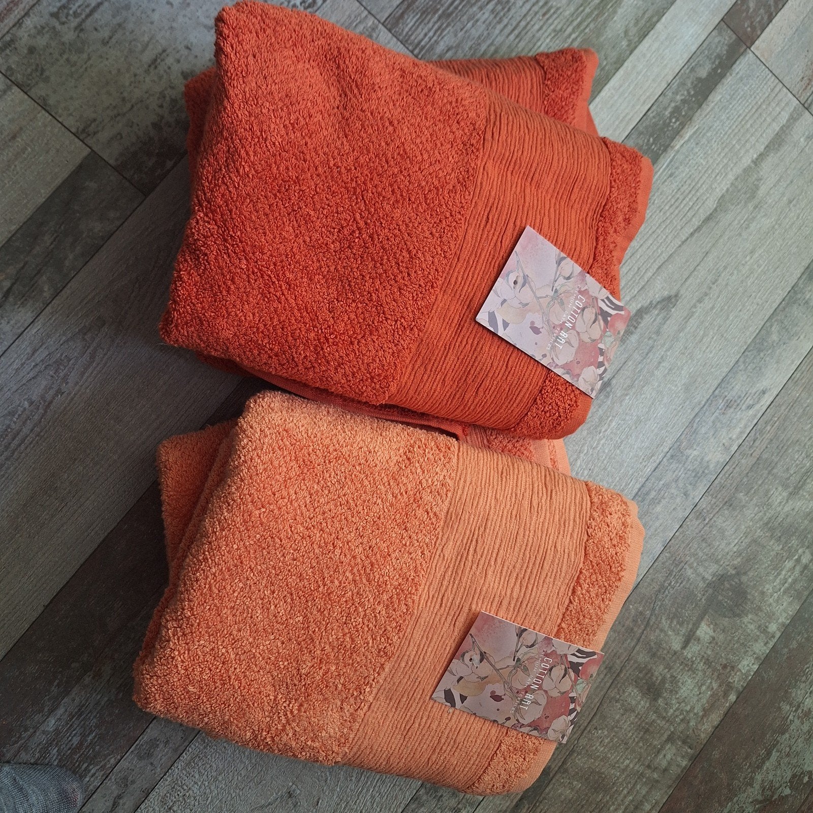 4x Nieuwe Cotton Art Handdoeken, Overige merken, Handdoek, Nieuw, Oranje