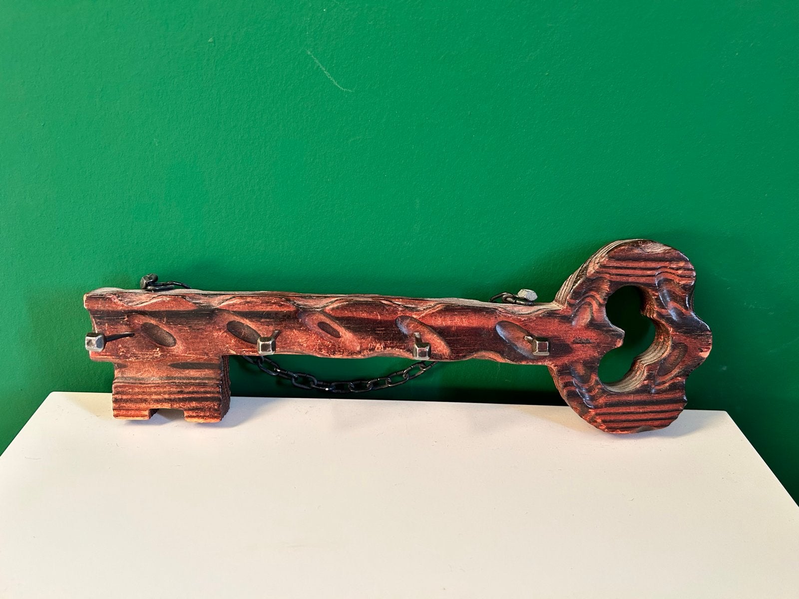 Vintage houten sleutelrekje - Made in Spain, Gebruikt, Ophalen of Verzenden, Bruin, Vintage