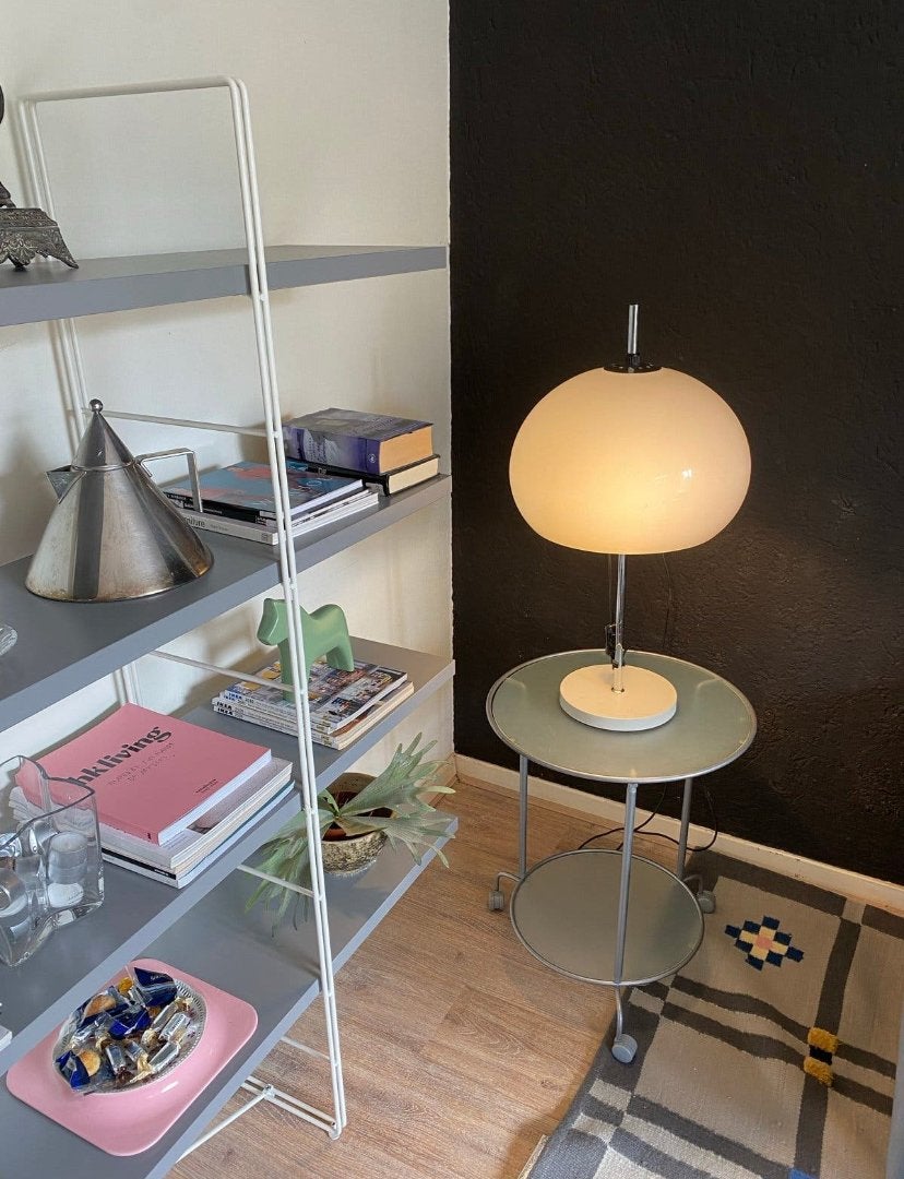 Vintage IKEA Heimdal bijzettafel Niels Gammelgaard, Minder dan 55 cm, Gebruikt, Metaal of Aluminium, Rond