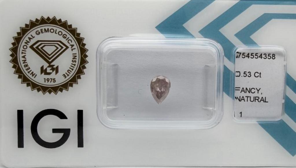 Natuurlijke Fancy Pink Brown diamant 0.53 ct, Sieraden, Tassen en Uiterlijk, Edelstenen, Ophalen of Verzenden, Zo goed als nieuw