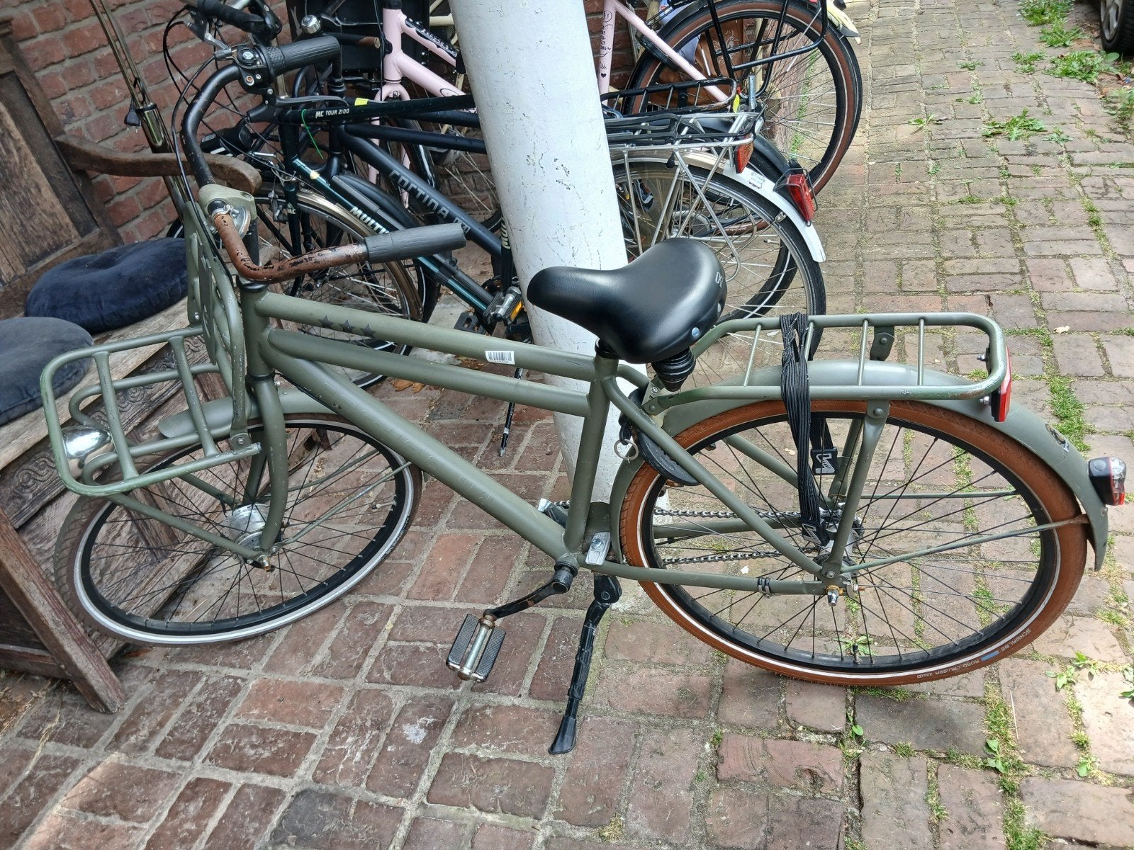26 inch cortina U4 olijfgroen transportfiets met voordrager, Ophalen, Gebruikt, Overige merken, Versnellingen