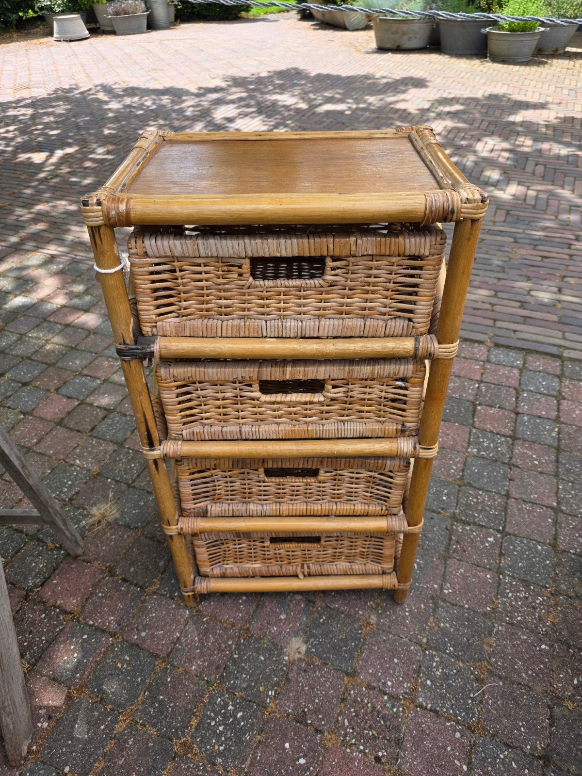 Rieten kastje, Huis en Inrichting, Ophalen, 50 tot 100 cm, 3 of 4 laden, Minder dan 100 cm