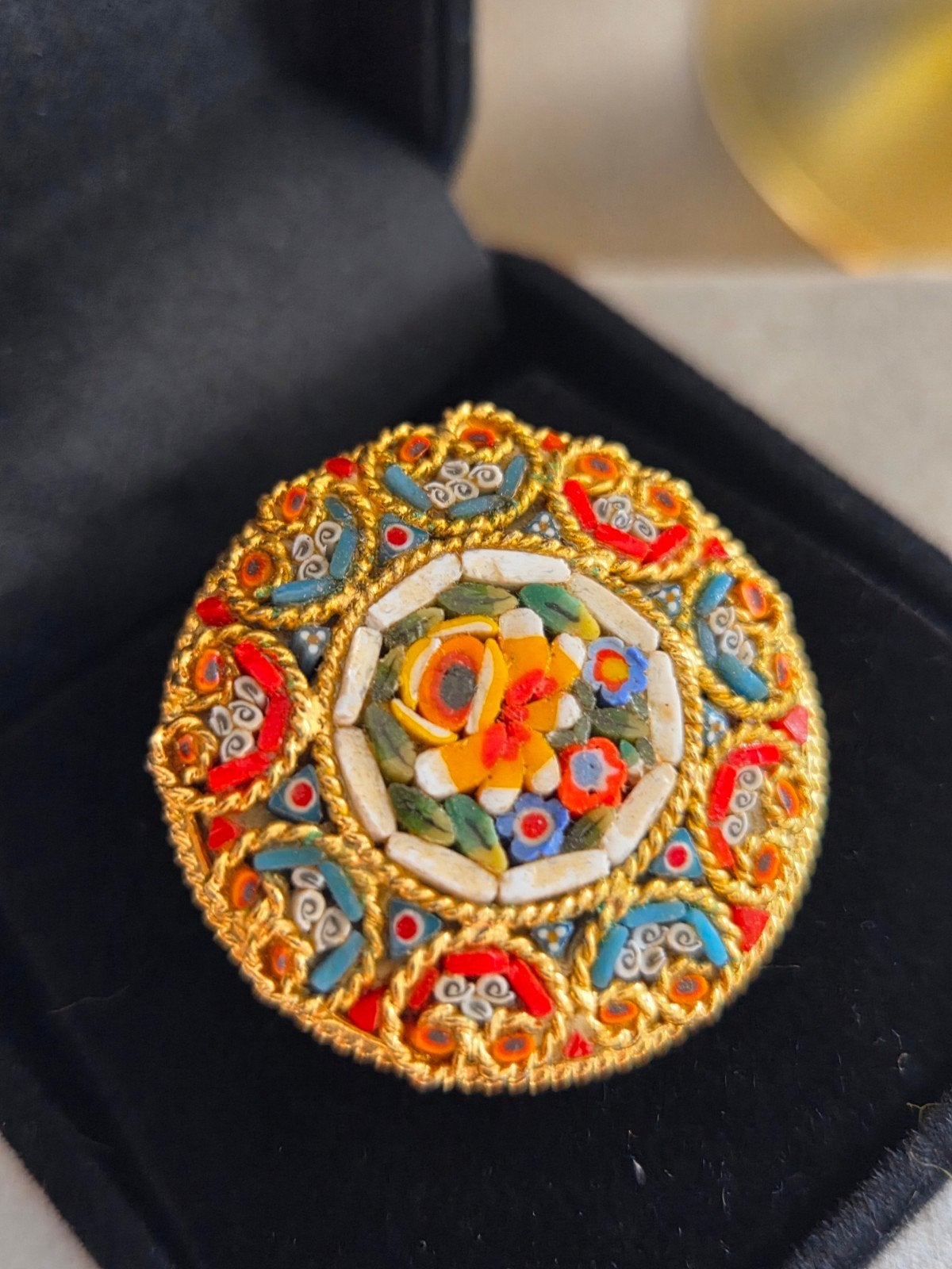 Prachtige Vintage Micro Mozaïek Broche - 3 cm, Overige materialen, Gebruikt, Overige kleuren, Minder dan 4 cm