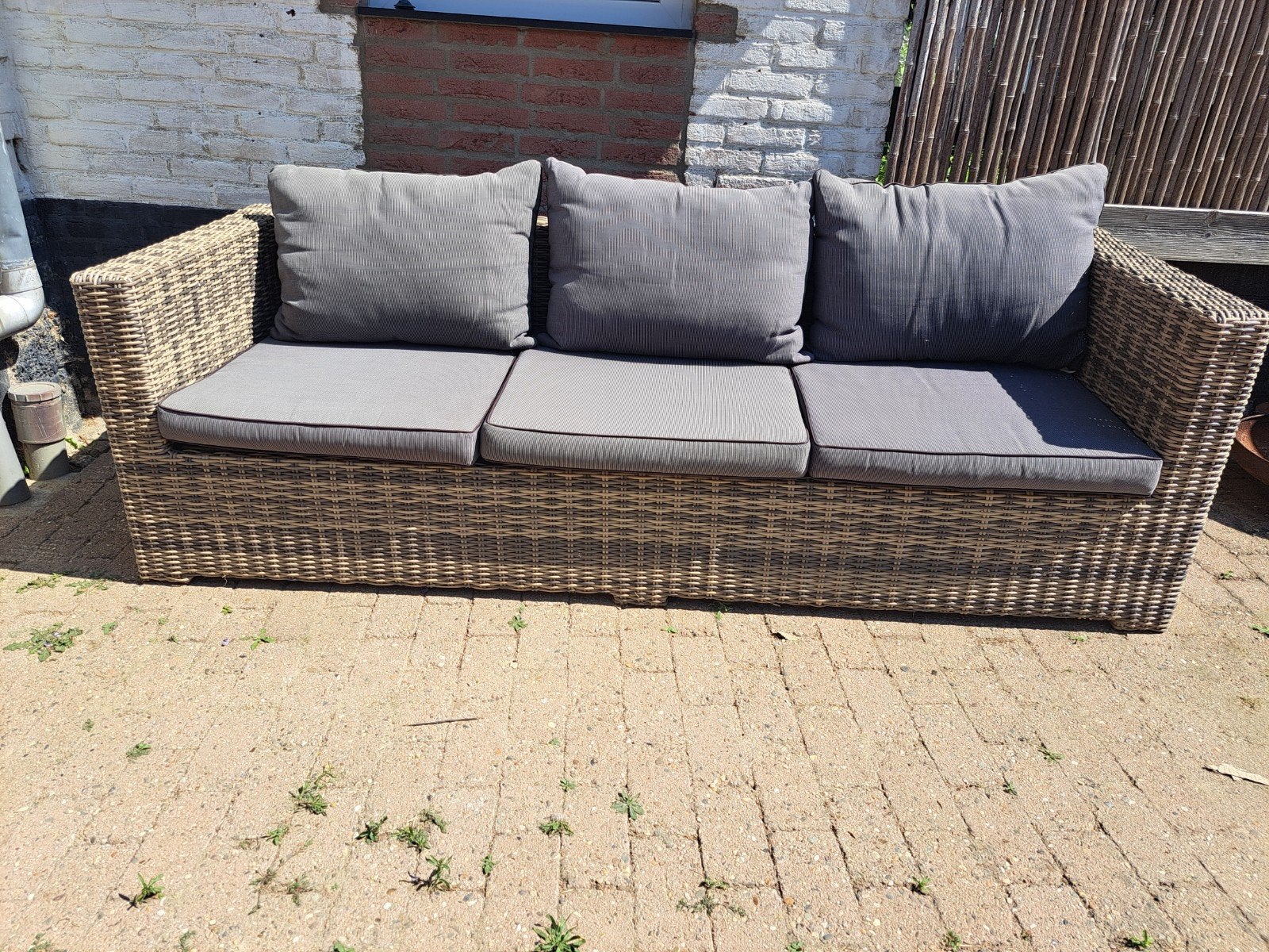 tuinbank met verstelbare rugsteun, Ophalen, Wicker