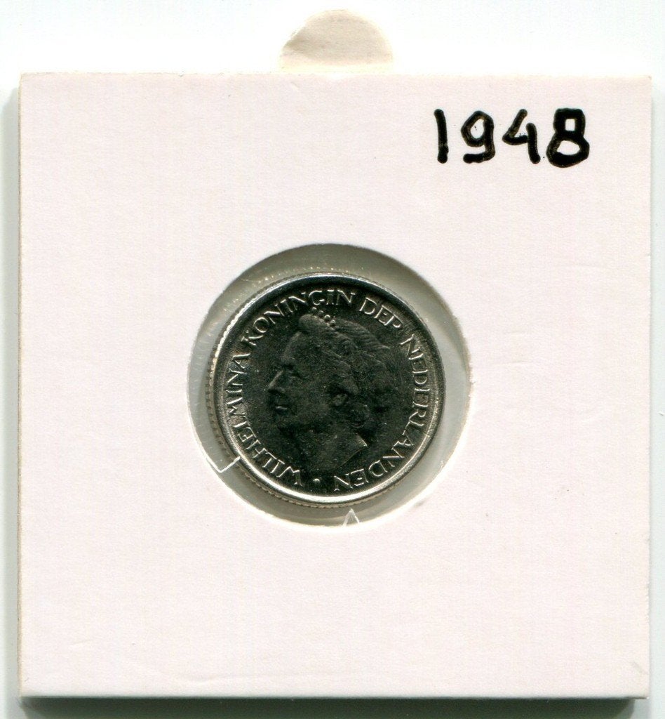 25 cent 1948  Wilhelmina, Postzegels en Munten, Munten | Nederland, Ophalen of Verzenden, Koningin Wilhelmina, 25 cent, Losse munt