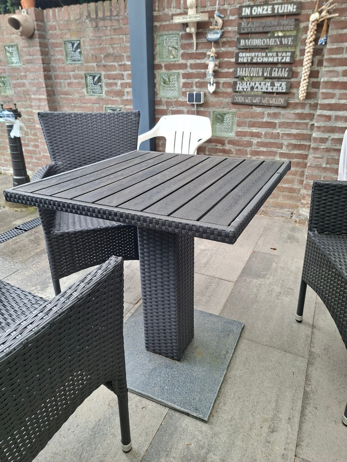 compact tuinsetje met tuinkastje, Tuin en Terras, Ophalen, Gebruikt, Rechthoekig, Hout