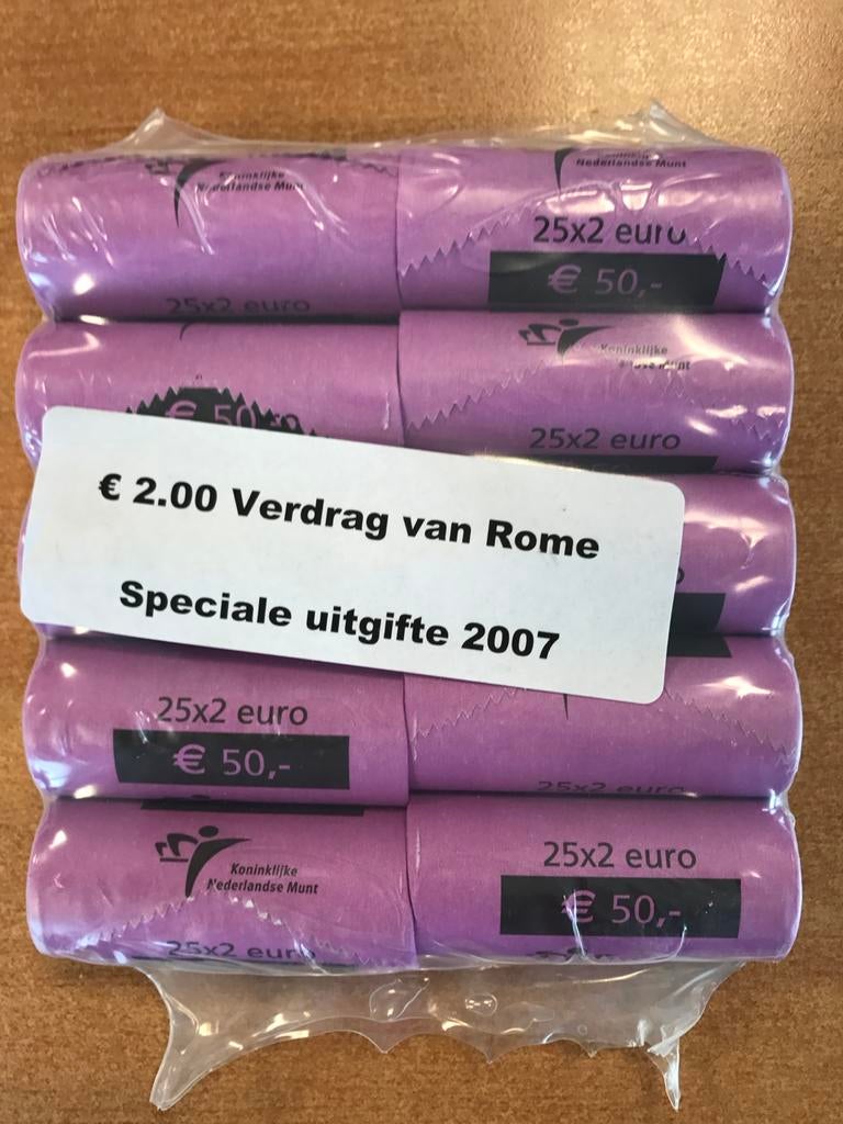 Rol 2 euro munten Verdrag van Rome 2007 - Speciale uitgifte, Postzegels en Munten, Munten | Nederland, Ophalen of Verzenden, Setje