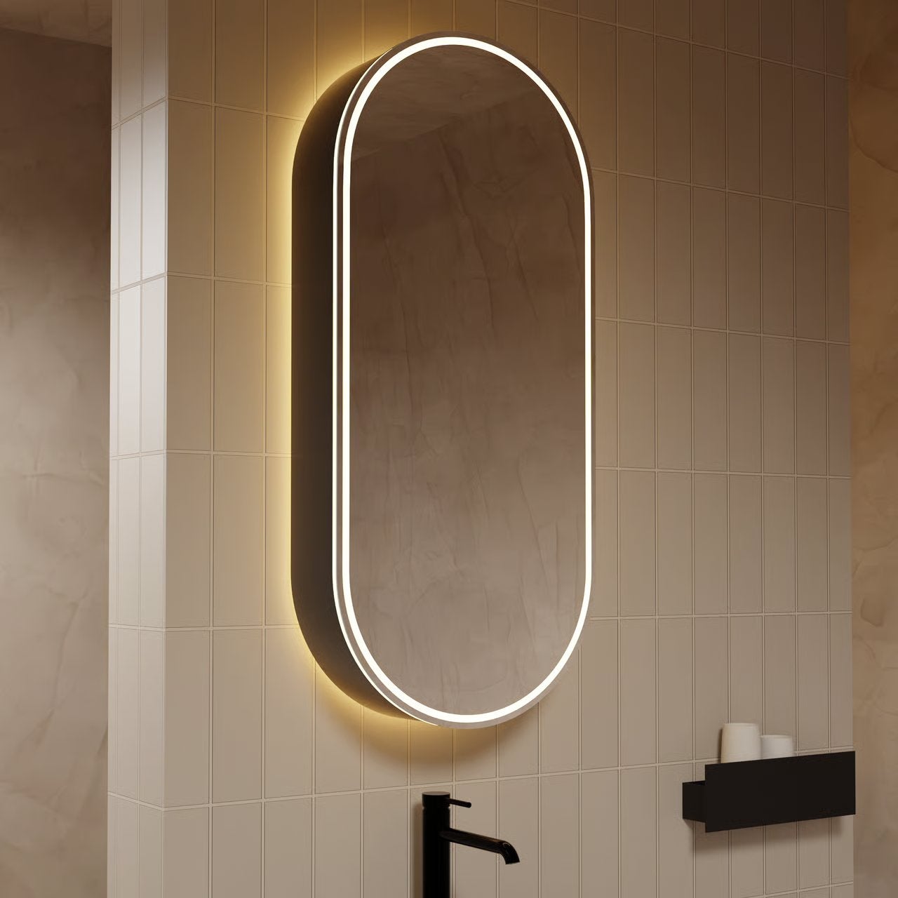 Balmani Mara spiegelkast 45x100 mat zwart – NIEUW - mirror, Ophalen, Overige typen, Nieuw, 50 tot 100 cm