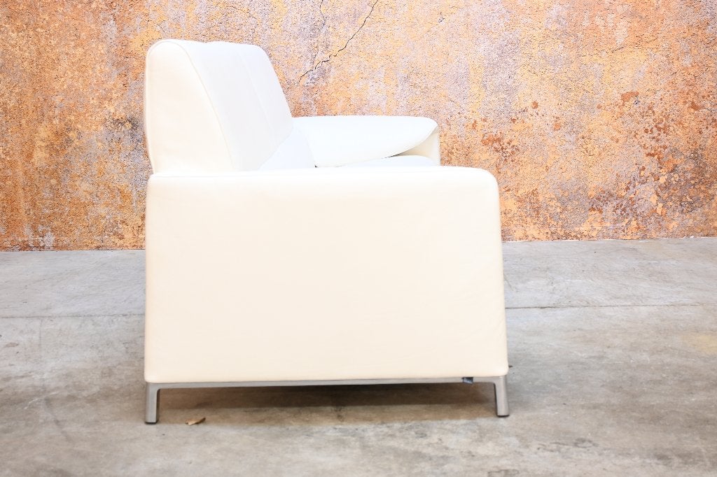AlsNIEUW! witte leren Leolux Felizia designbank nieuwpr 5300, Leolux, Leolux, Tweepersoons, 75 tot 100 cm