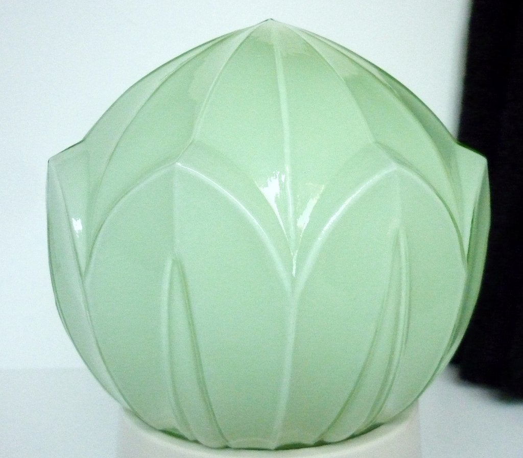 2x Antiek Groen Glazen Jugendstil Thabur Lamp Bollamp PS€80, Ophalen of Verzenden, Zo goed als nieuw, Glas, Antiek / Art Deco / Jugendstil / Thabur / Haags Design