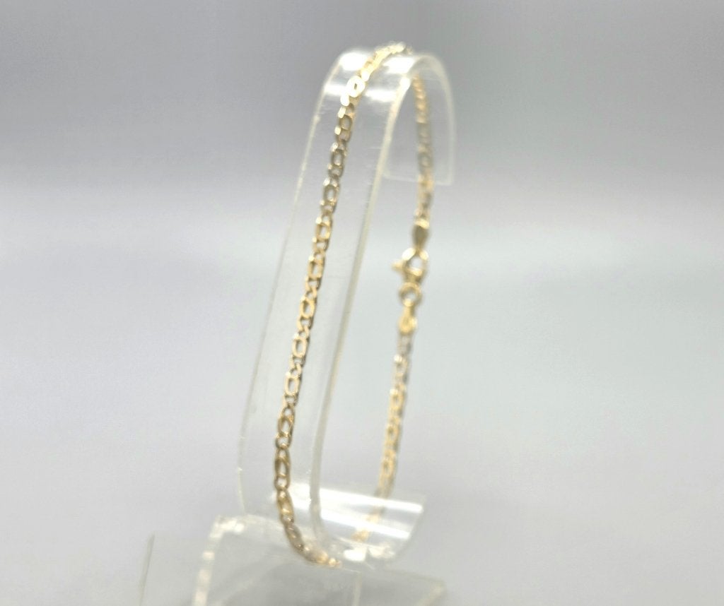 Vintage gouden bi-color valkenoog schakel armband. 2026/594, ., Ophalen of Verzenden, Zo goed als nieuw, .