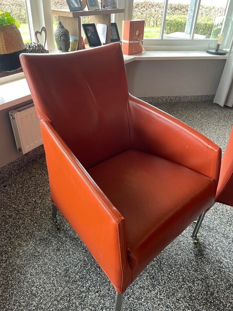 Keukenstoelen, Ophalen of Verzenden, Gebruikt, Leer, 50 tot 75 cm