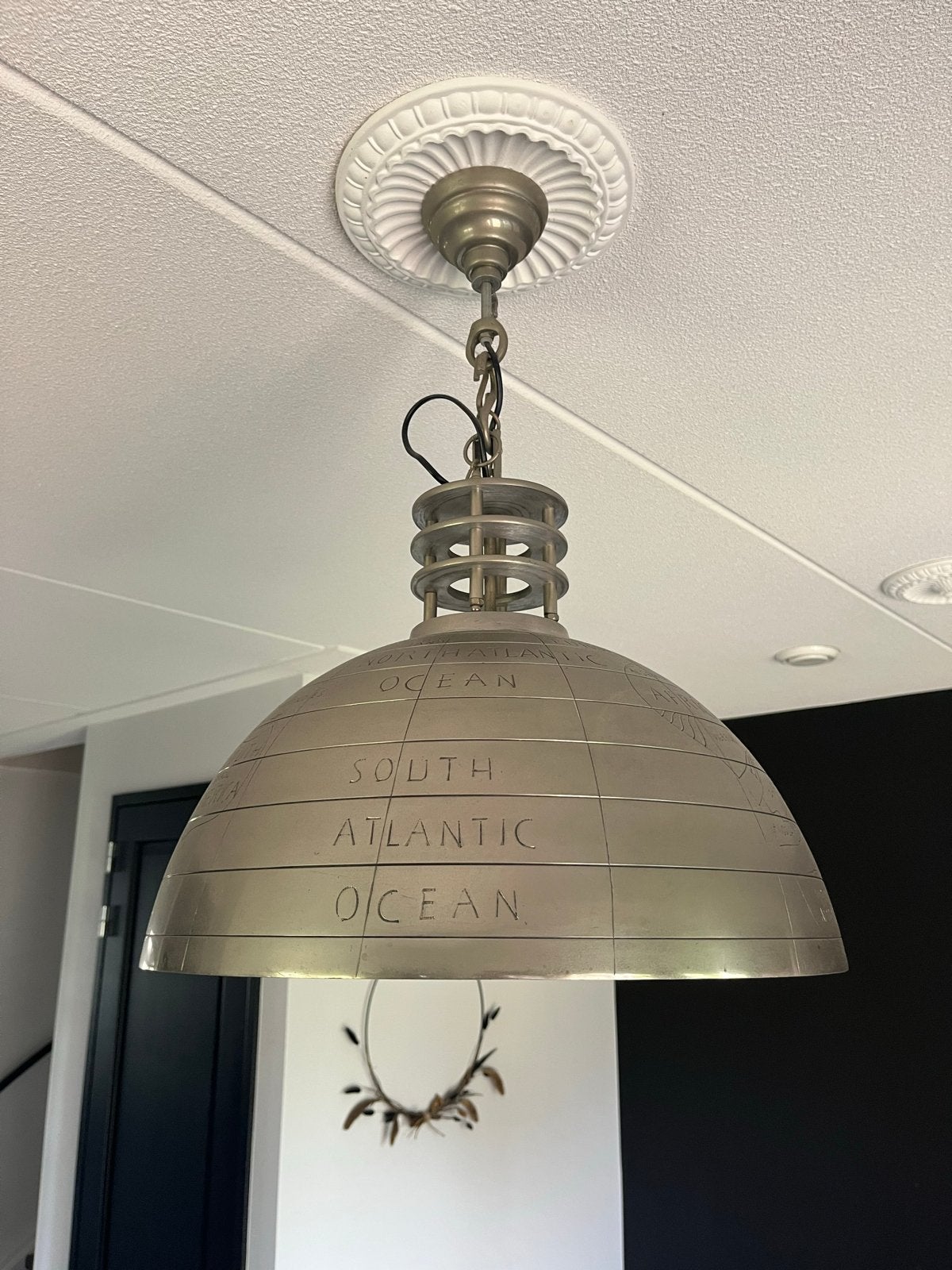 Hanglamp met wereldkaart design - Metaal, Ophalen, Gebruikt, Metaal, E27 (groot)
