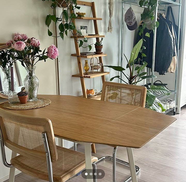 IKEA PS 2012 klaptafel - wit met bamboe blad, Gebruikt, 100 tot 150 cm, Modern, Scandinavisch, 50 tot 100 cm