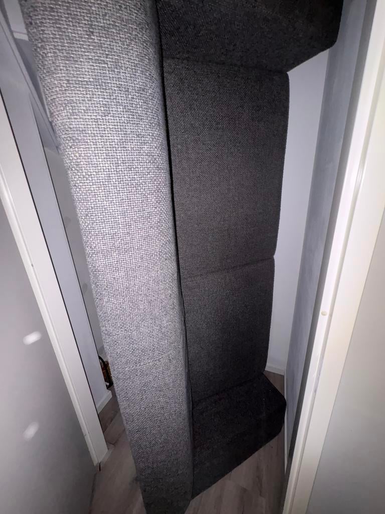 Bank en stoel, Gebruikt, 90 cm, Tweepersoons, Grijs