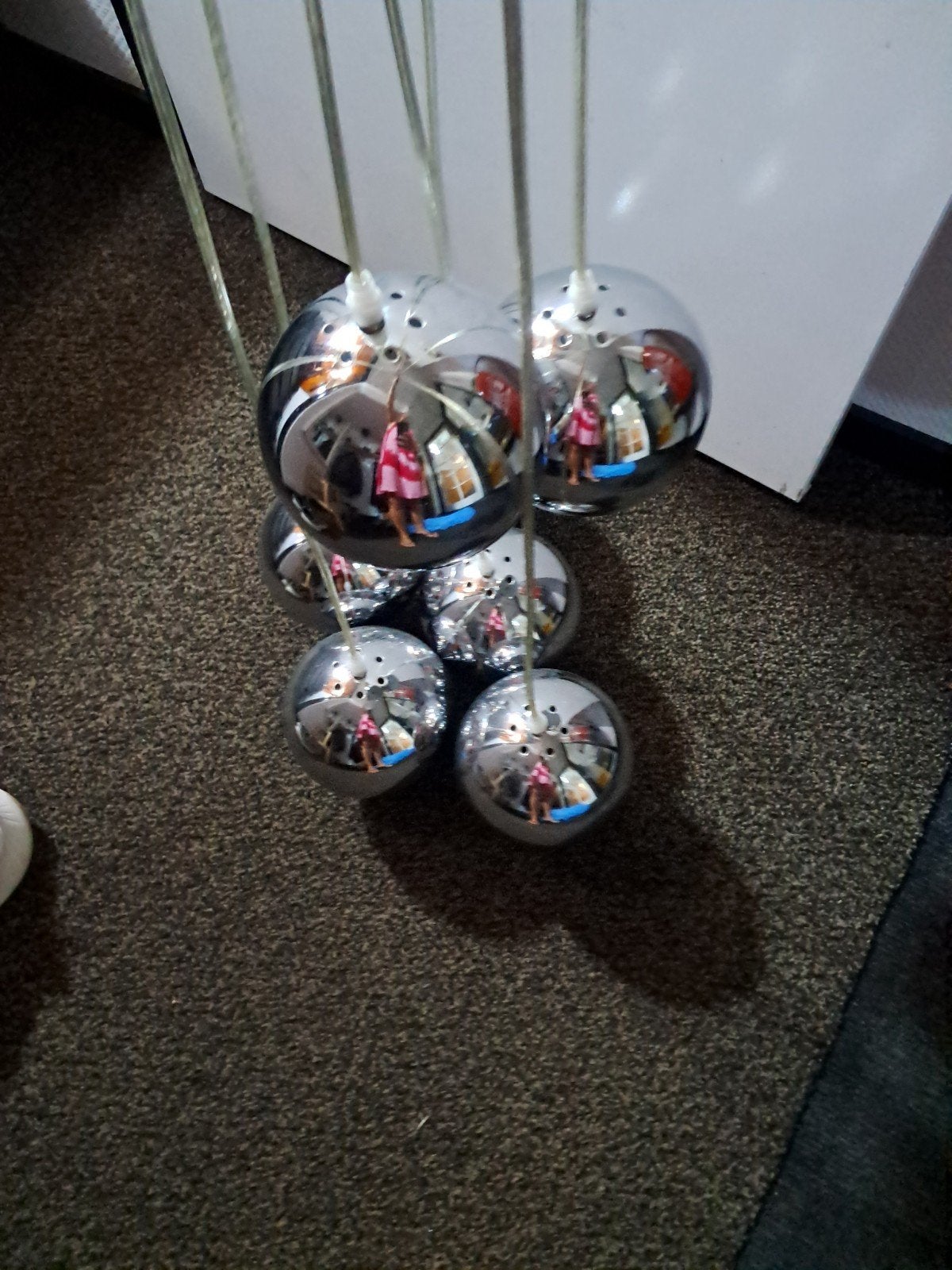 Leitmotiv plafond lamp 7 metalen bollen, Ophalen, Gebruikt