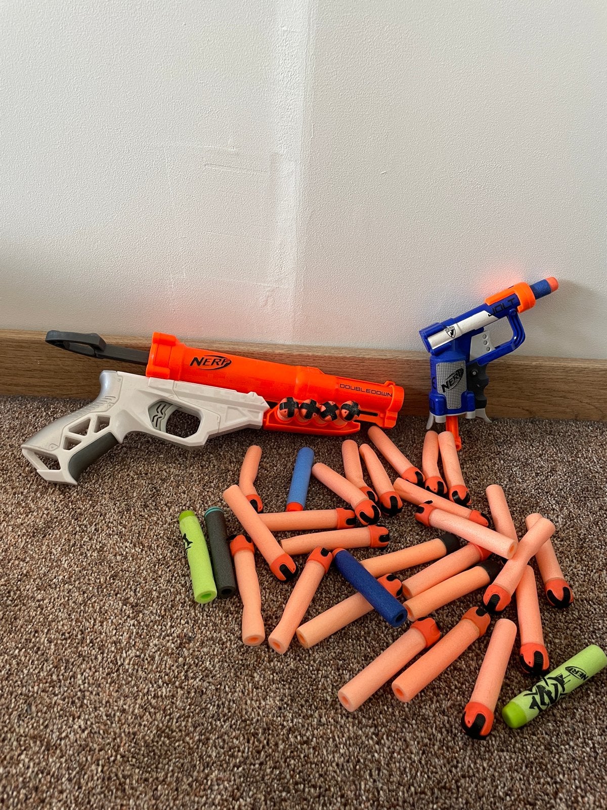 Nerf Blasters Set: DoubleDown & Jolt met pijltjes, Ophalen of Verzenden, Gebruikt