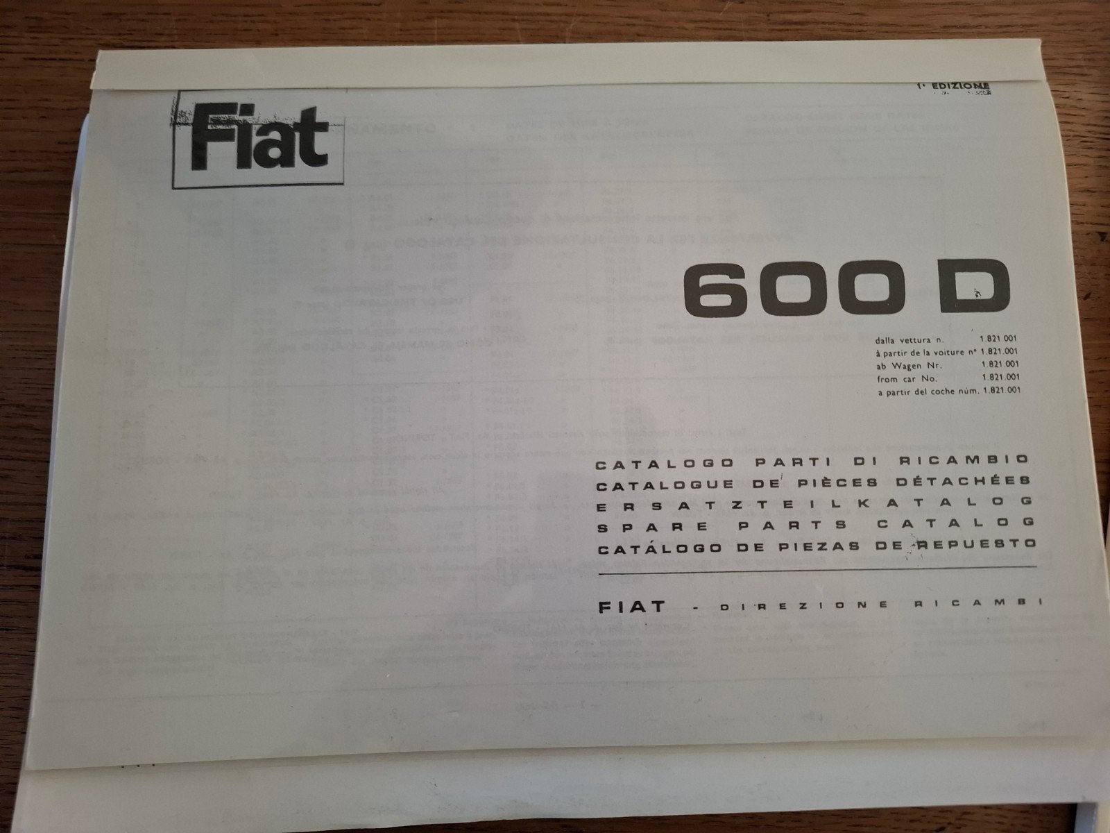 Fiat 600D Onderdelen Catalogus - Origineel, Ophalen of Verzenden