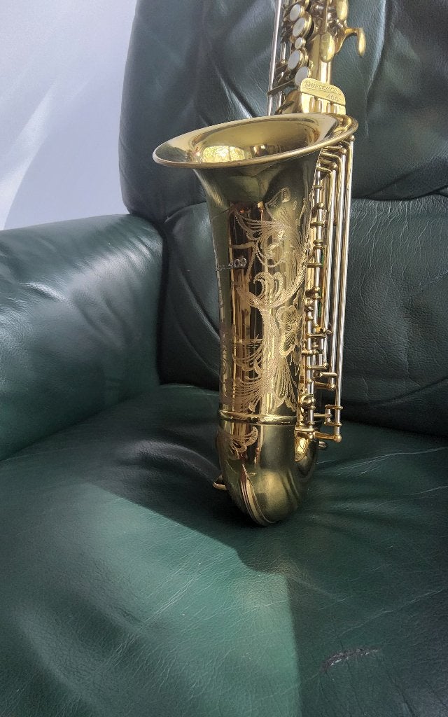 Buescher 400 Top Hat & Cane Alt saxofoon, Ophalen, Gebruikt, Alt, Met koffer