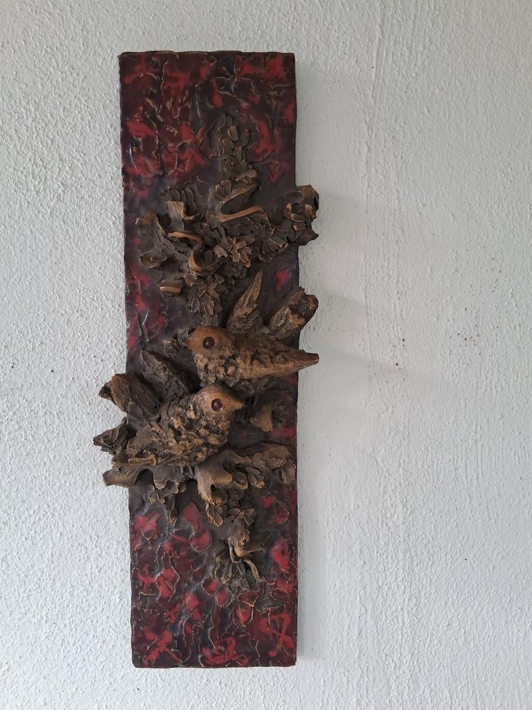 Wanddecoratie met vogels aardewerk vintage, Ophalen