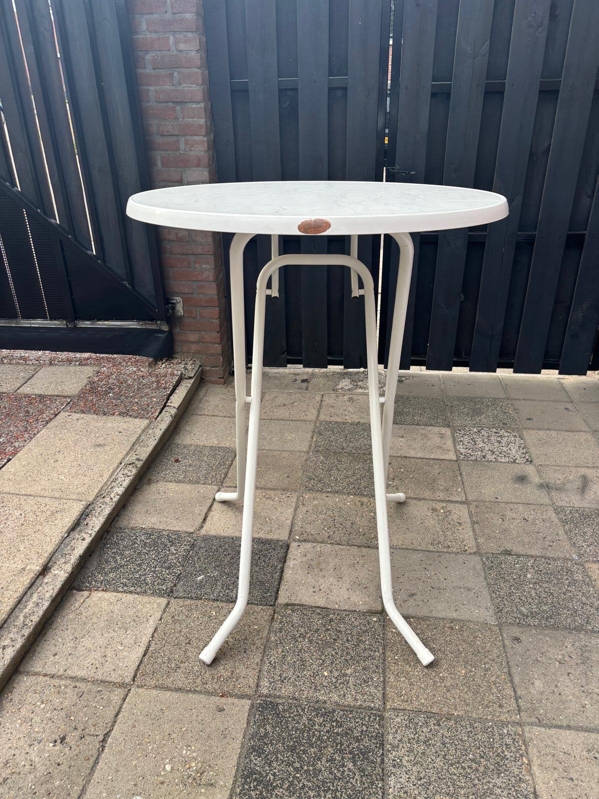 Witte statafel met marmerlook blad, Ophalen, Gebruikt
