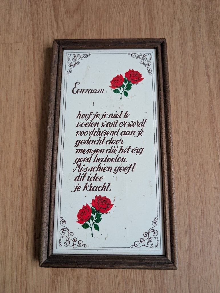 Antiek Wandtegeltje met spreuk, Ophalen of Verzenden