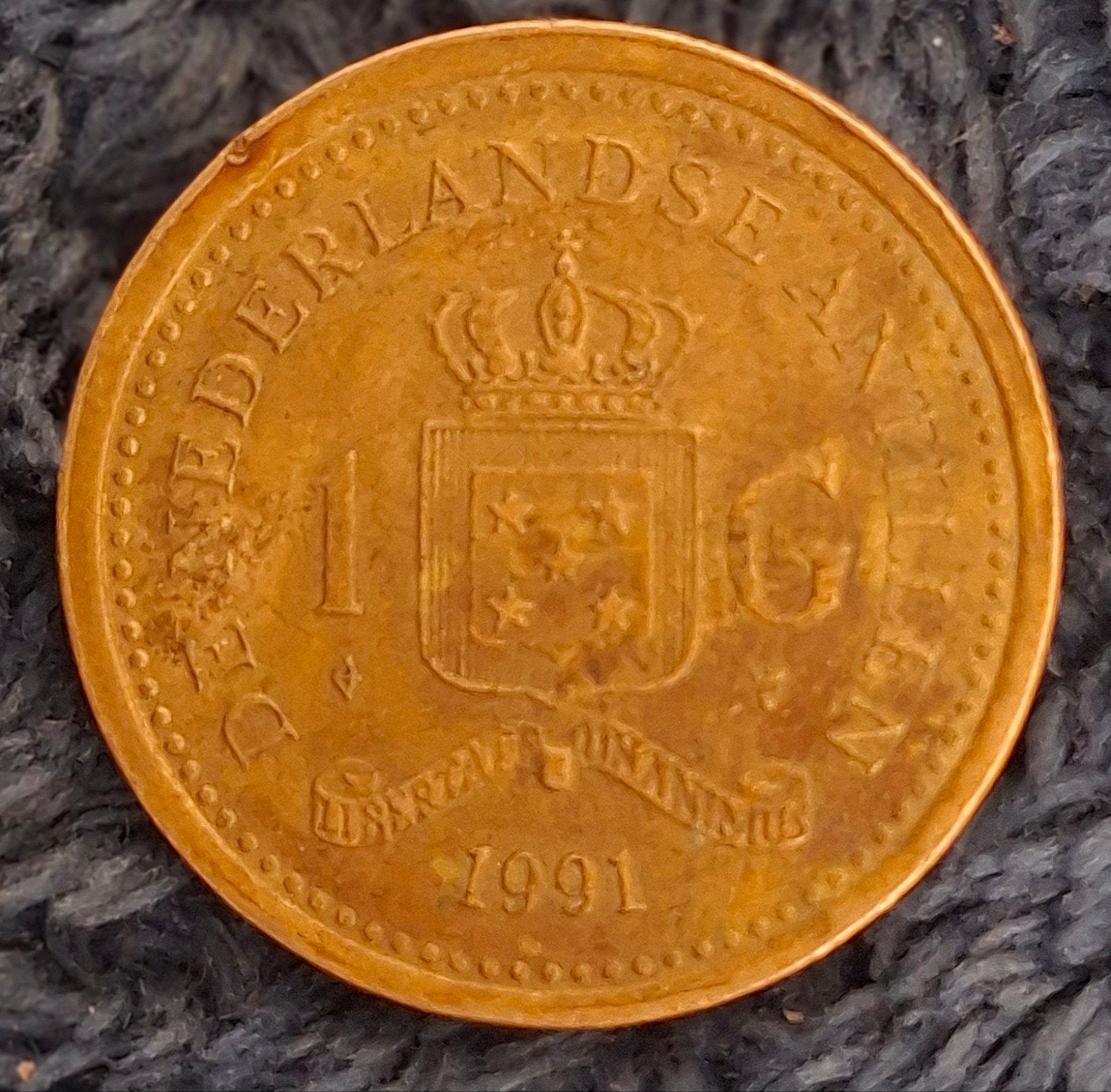 Nederlandse Antillen 1 Gulden 1991 Beatrix, Ophalen of Verzenden, Koningin Beatrix, 5 gulden, Losse munt