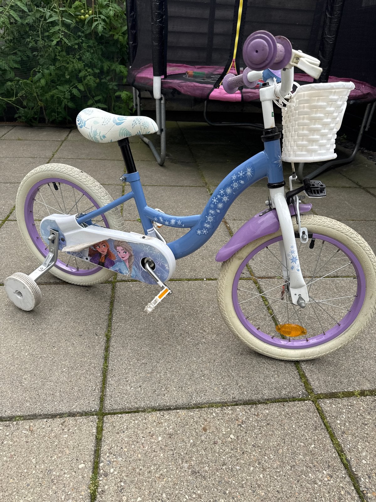Frozen kinderfiets met zijwieltjes - 16 inch, Ophalen, Zijwieltjes, Velgrem, 16 tot 20 inch