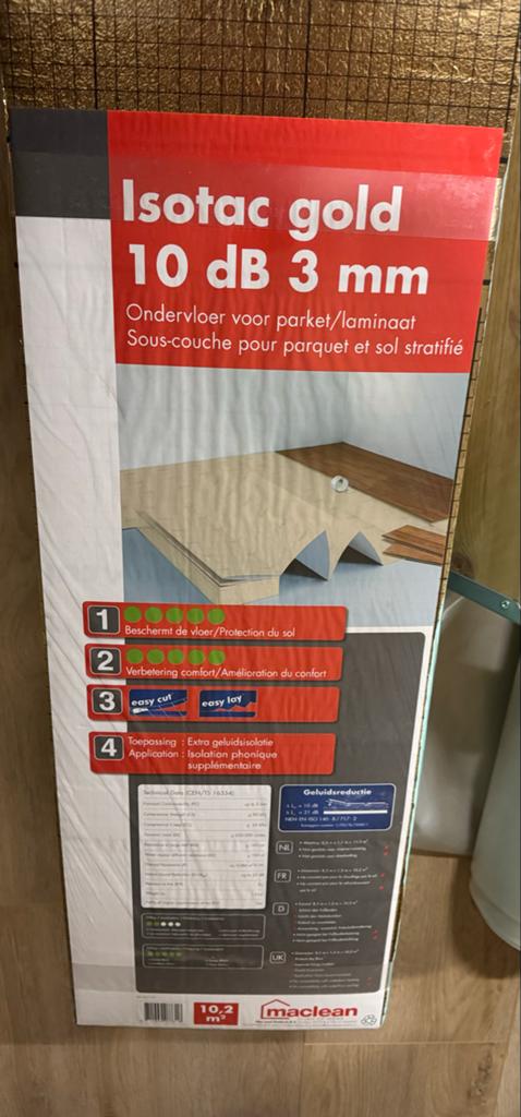 Isotac Gold Ondervloer 10 dB 3 mm - 10,2 m², Overige materialen, Overige typen, Nieuw, 10 m² of meer