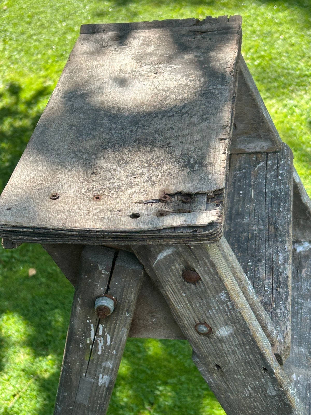 Vintage Schilderstrap - Decoratieve Houten Trap, Ophalen, Gebruikt, Trap, Opvouwbaar of Inschuifbaar