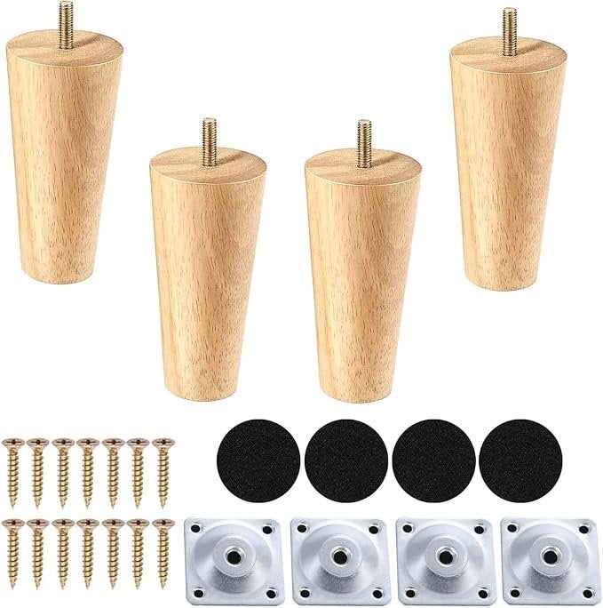 8x Houten Meubelpoten 20cm met Montageplaat & Schroeven, Ophalen of Verzenden, Zo goed als nieuw