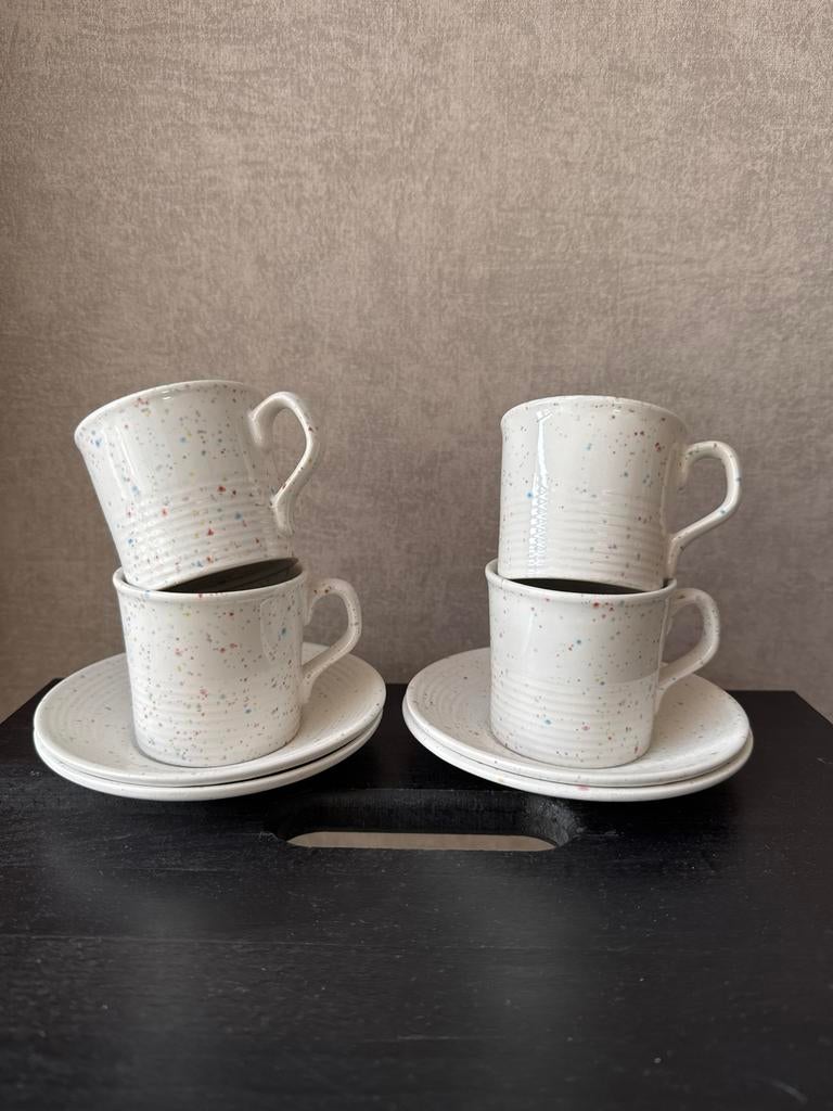 John Tams Confetti Servies 4 Kop en Schotel Set (4 stuks), Ophalen of Verzenden
