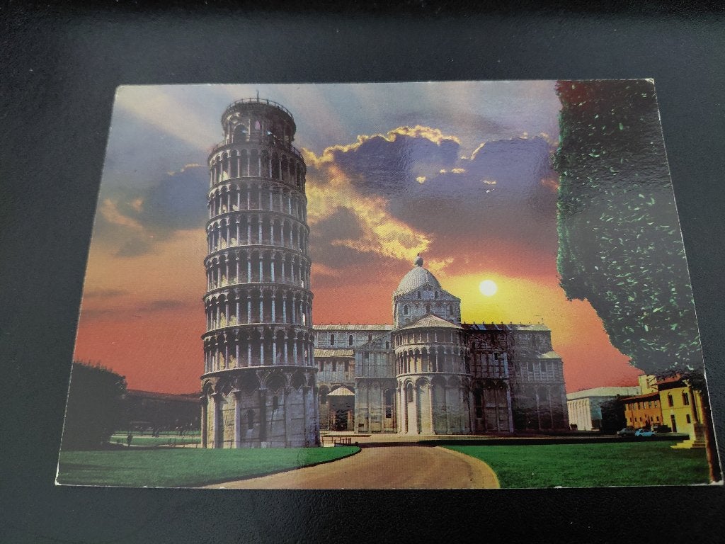 Scheve toren van Pisa, Italië, gelopen, 1983 ondergaande zon, Verzenden, 1980 tot heden, Gelopen, Gebouw