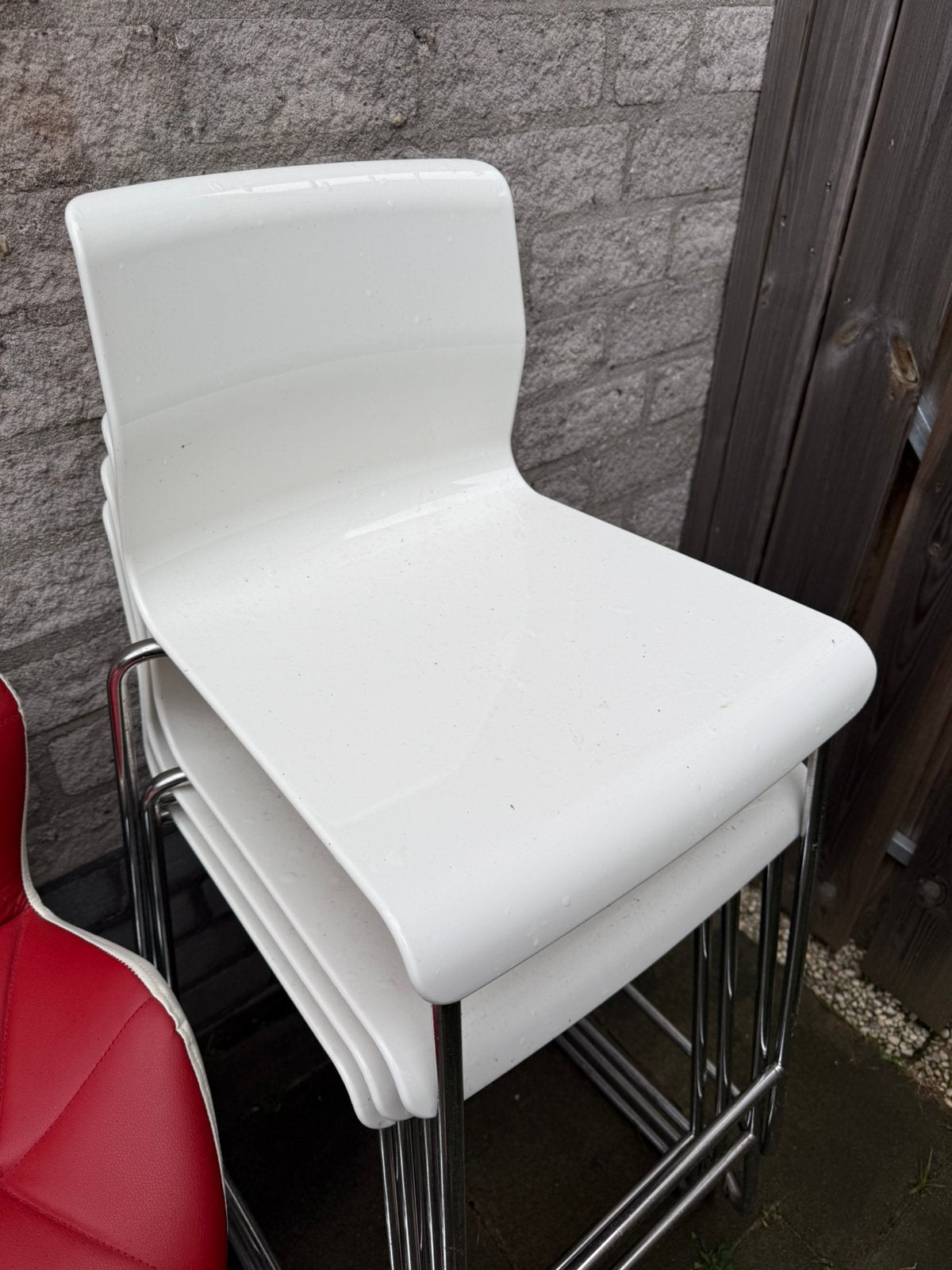 4 x Ikea Bar-krukken & 2 kunstleer bar-krukken, Tuin en Terras, Ophalen of Verzenden, Zo goed als nieuw, Hout