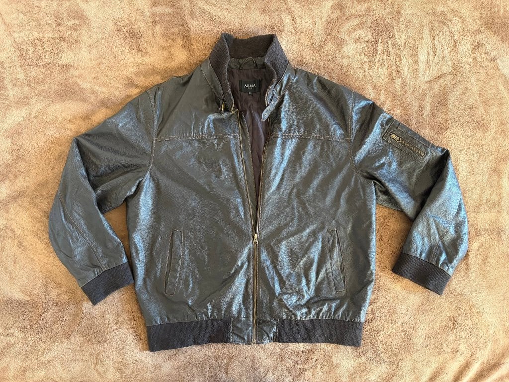 ARMA Men Leather Jacket, Ophalen, Bruin, ARMA, Maat 56/58 (XL)