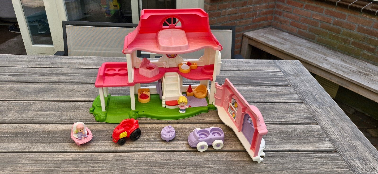 Fisher Price Little People huis, Ophalen, Zo goed als nieuw, Overige typen, Met geluid
