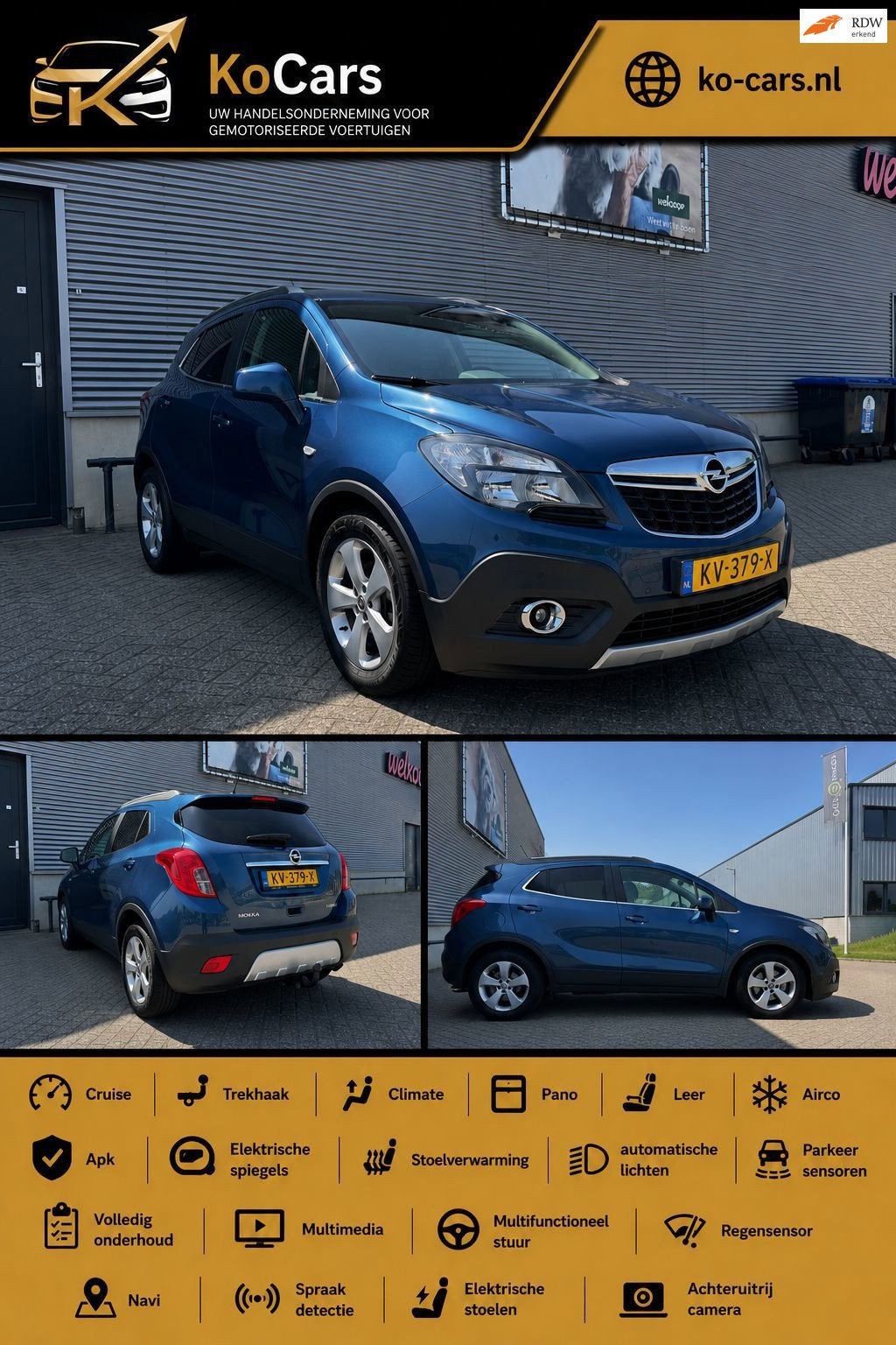Opel Mokka / Apk / Full option / Nieuwstaat / Trekhaak, Voorwielaandrijving, Gebruikt, 4 cilinders, Blauw