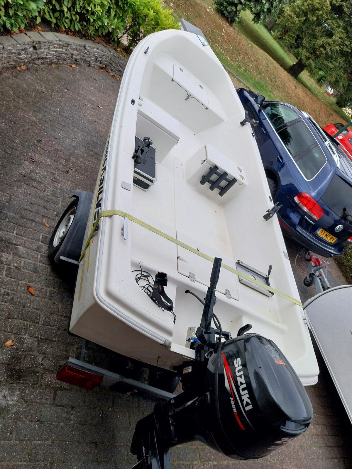 Quicksilver 440 visboot met 25pk Suzuki Vtwin marlin trailer, Ophalen, 10 tot 30 pk, Gebruikt, 5 m