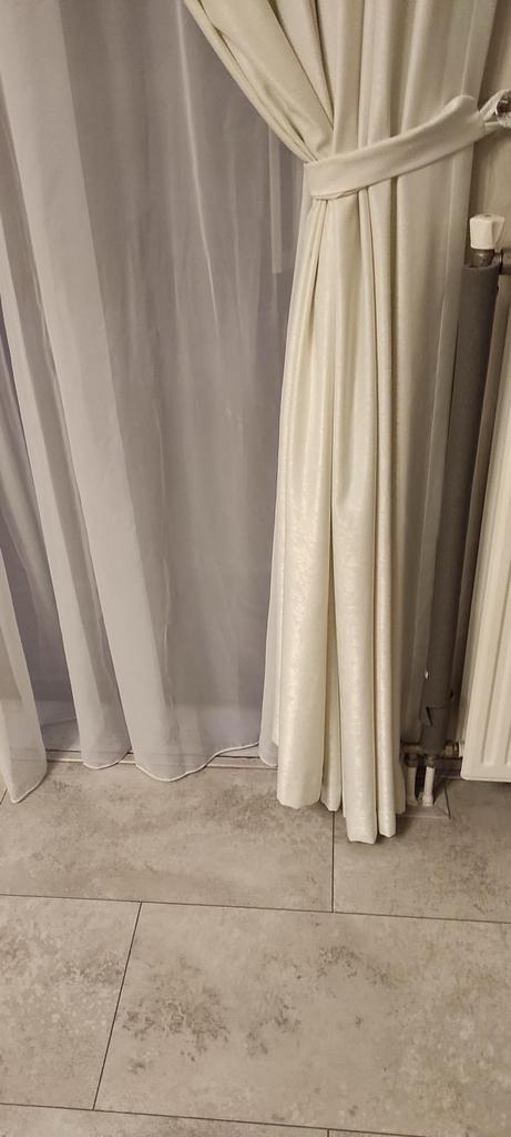 Compleet gebroken wit gordijn met draperie en vitrage, Ophalen of Verzenden, Zo goed als nieuw, Crème