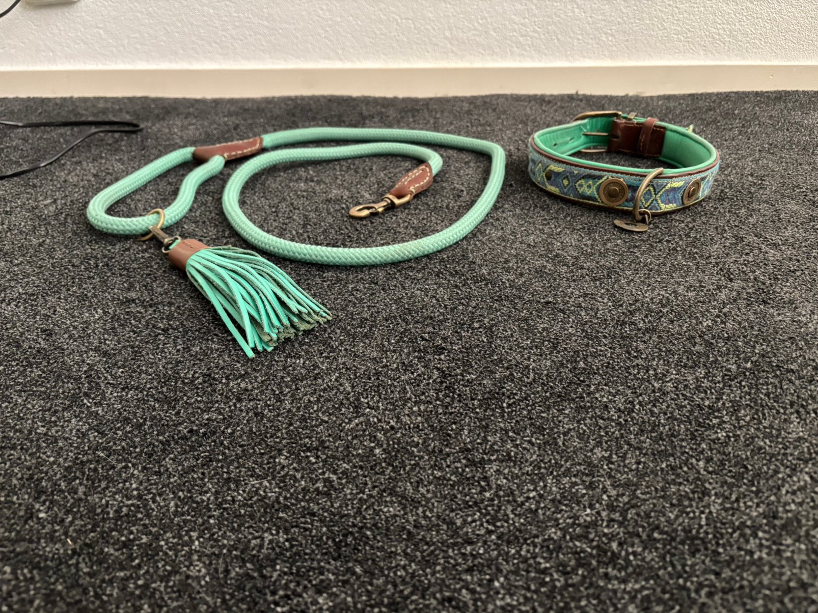 Dwam Halsband + lijn Boho Juan Blauw & Turquoise maat XL, Ophalen of Verzenden, Zo goed als nieuw
