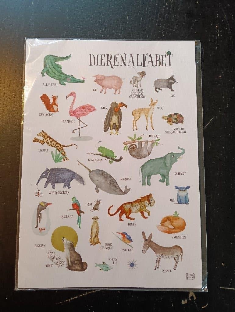 Dieren alfabet poster A4, Rechthoekig Staand, A4 of kleiner, Nieuw, Ophalen of Verzenden