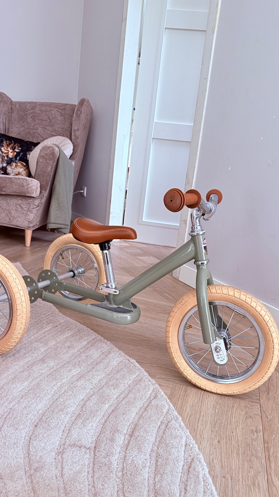 Trybike loopfiets/driewieler - Groen met bruin zadel, Ophalen, Zo goed als nieuw