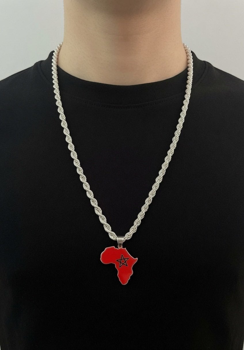 rope chain x maroc flag, Met hanger, Ophalen of Verzenden, Zo goed als nieuw, Zilver
