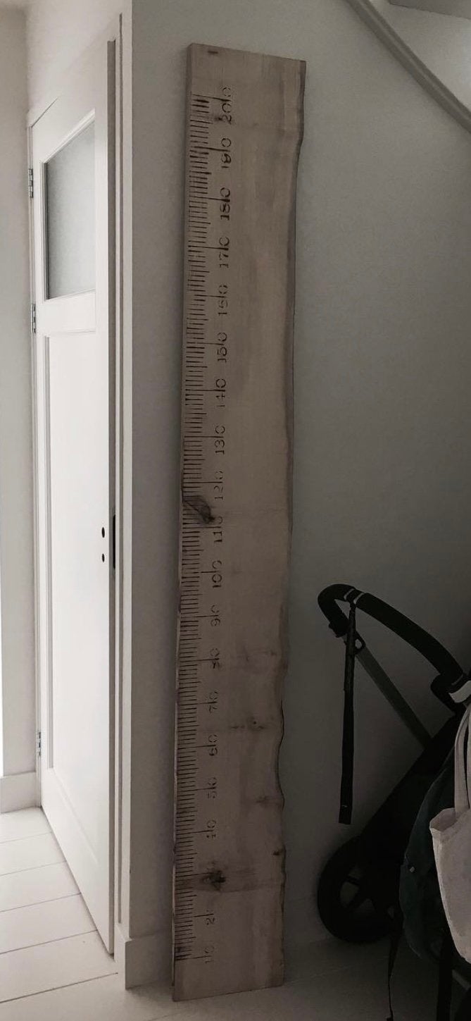 Groeimeter van eikenhout 200cm, Ophalen, Zo goed als nieuw, Wanddecoratie